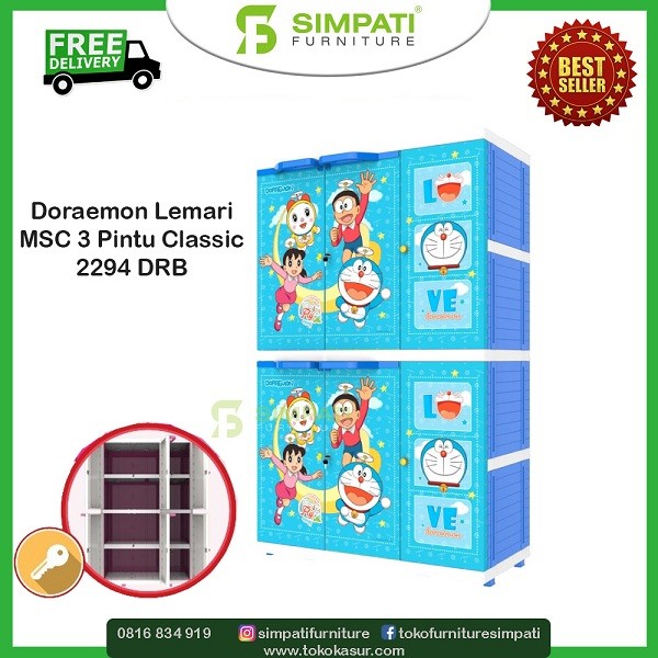 Lemari Plastik 3 Pintu Doraemon
